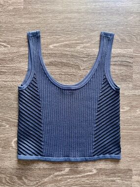 bebe Navy Ribbed Tank Top